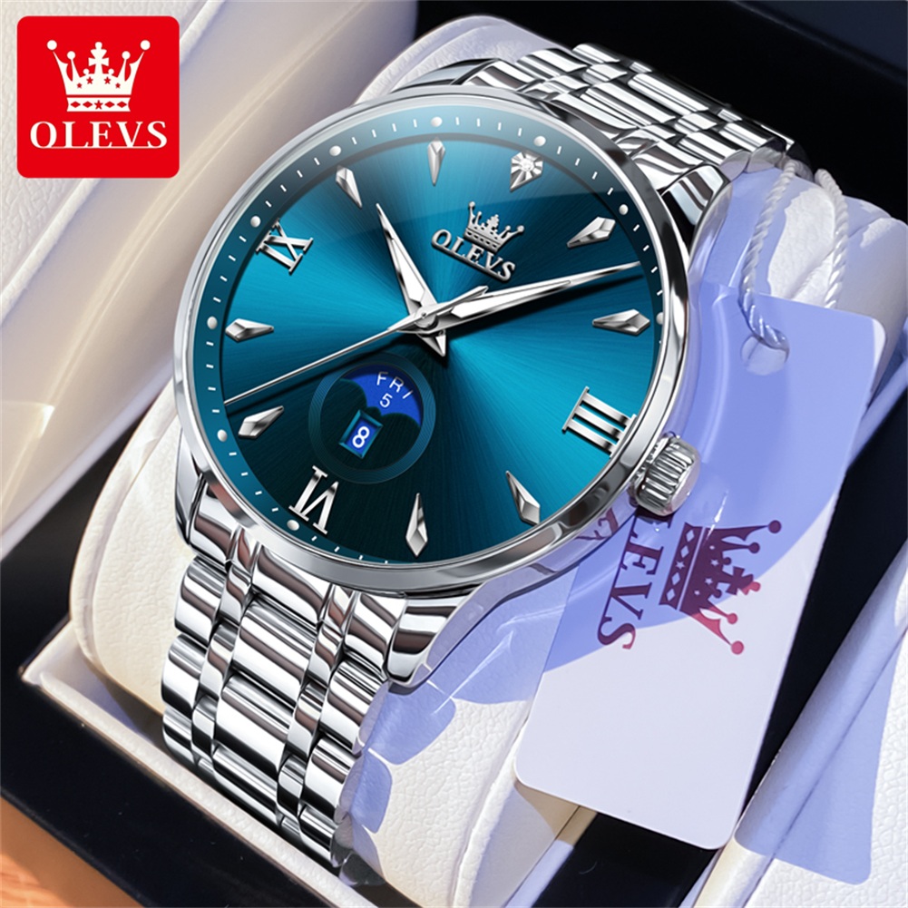 Luxury Quartz Watch Brands - Olevs fase da lua relógios masculinos