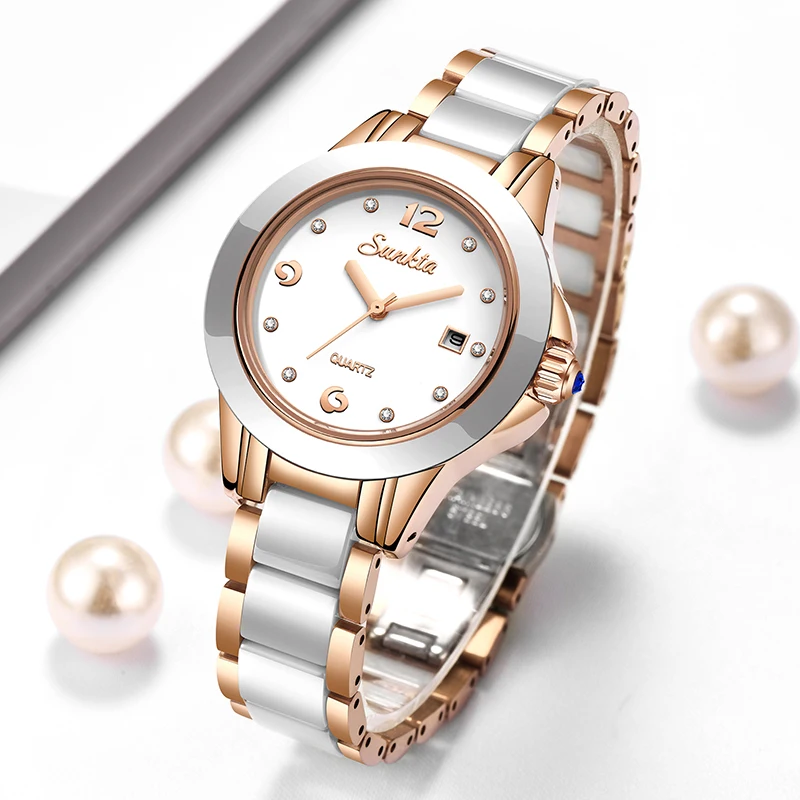 Luxury Watch Ladies - Sunkta moda casual quartzo mulher relógio