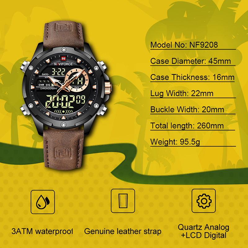 Luxury Watch Holder For Men - Novos Relógios Masculinos NAVIFORCE, Cronógrafo de
