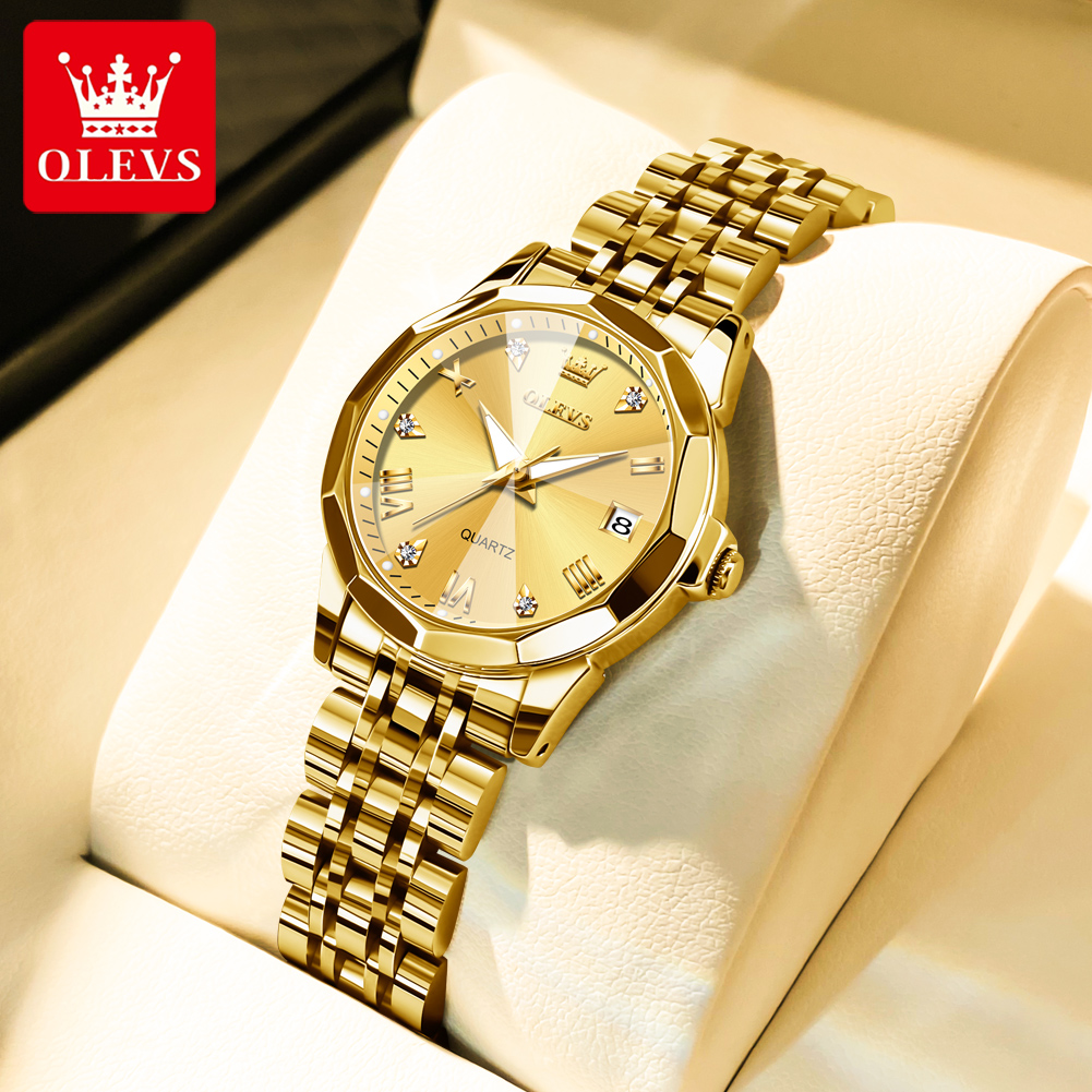 Luxury Watch Ladies - Olevs moda relógio dourado para mulheres