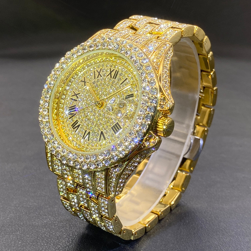 Luxury Watch Black - Relógio de Pulso Grande em Ouro,