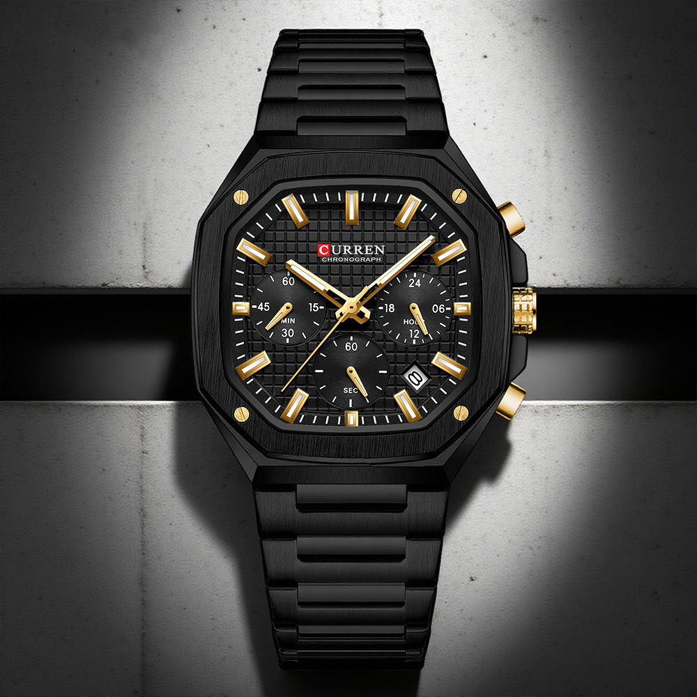 Curren relógio crono quadrado  - Luxury Watch Black avaliação e preço