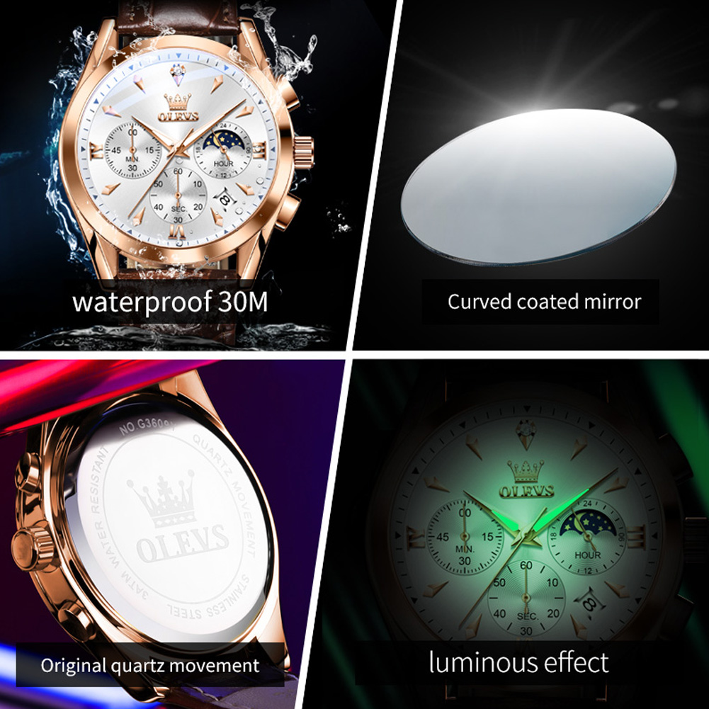 Olevs marca nova moda relógio  - Luxury Watch Holder For Men avaliação e preço